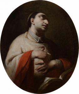 Saint Charles Borromeo in prayer, oil on canvas, 17th century